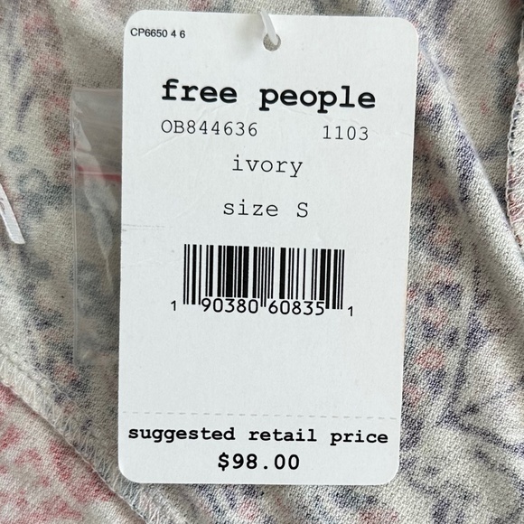 Free People All Dolled Up Knit Mini Dress Ivory Paisley Small NWT Boho Fall - Picture 12 of 16